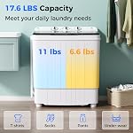 Giantex laveuse portable, 17.6lbs laveuse compact Spinner Combo avec vidange de pompe, Twin Tub 11lbs Lave-linge & 6.6lbs Spin, Lavadoras Portatiles pour Appartement RV Collège de Dorm (Blanc) & Noir)