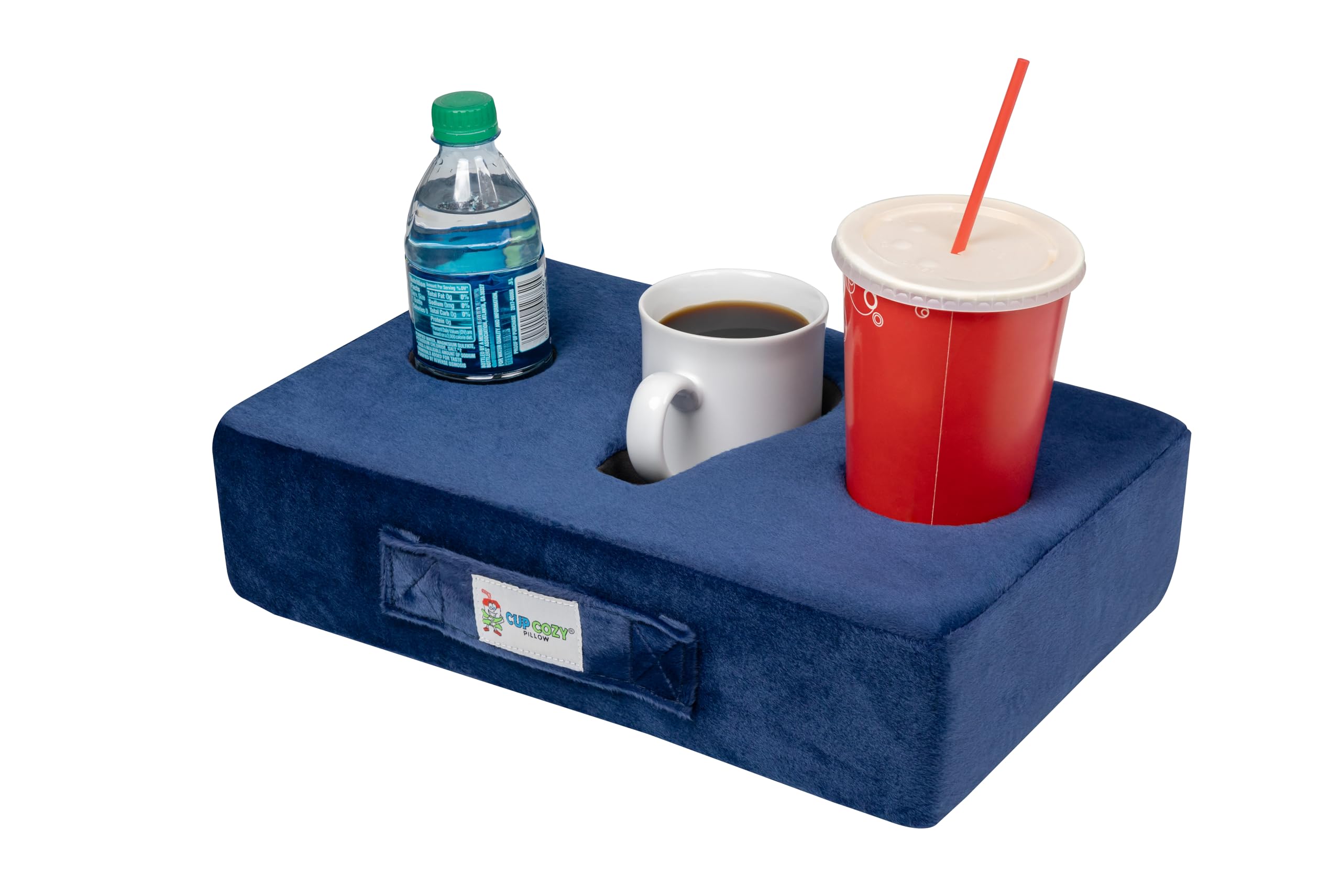 The Original Cup Cozy Pillow Gray-As Seen on TV-The World's Best Couch/Bed/Car Cup Holder for Drinks/Snacks/Remotes! (Blue)