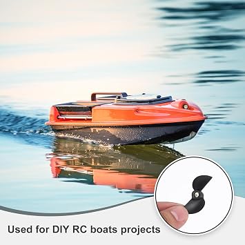 sourcing map RC Boat Propeller, 2 Blades Propellers 4mm Hole Dia 42mm OD 1.2mm Pitch CW CCW Clockwise Rotating Drill Propeller for RC Boat, DIY Ship Model, Black