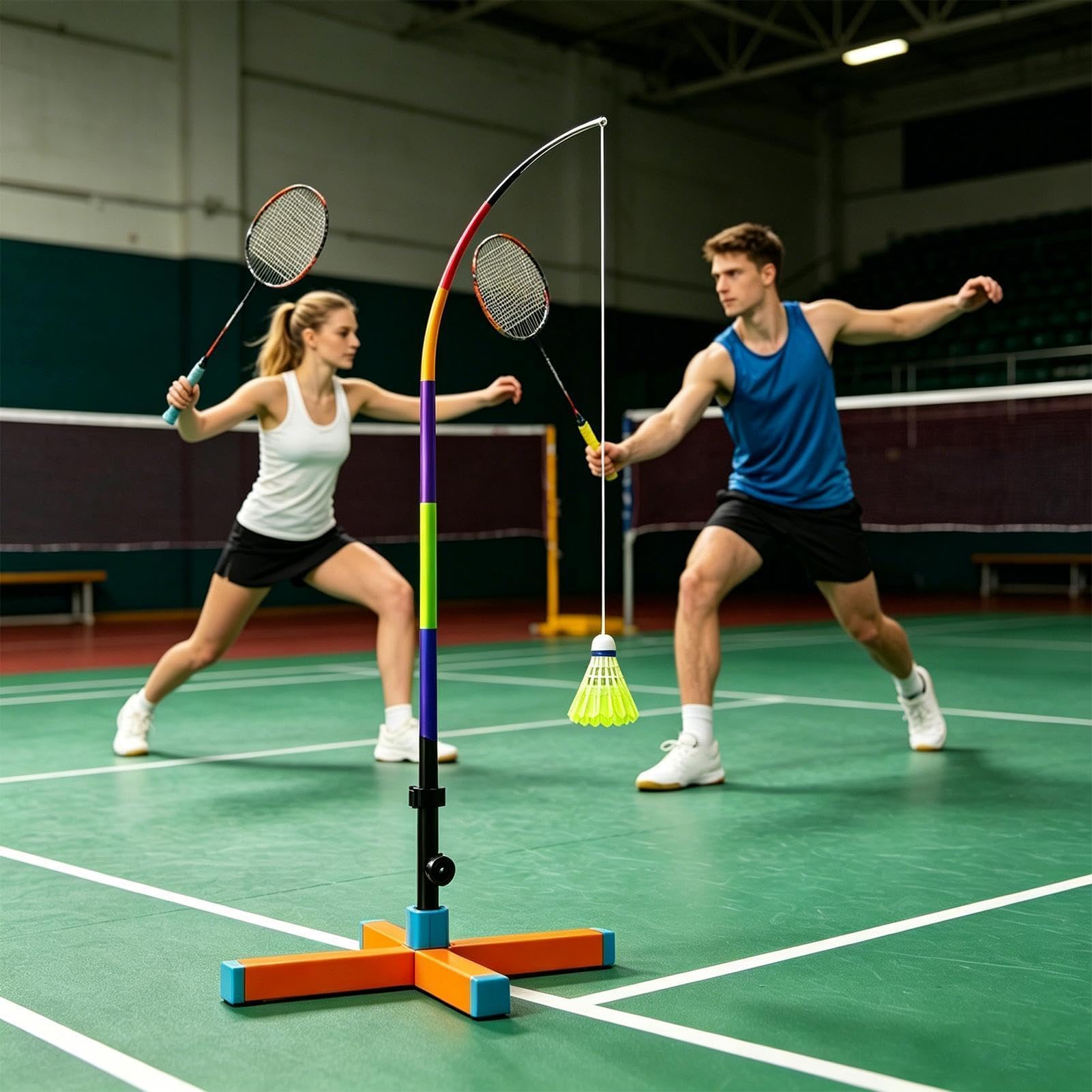 Entrenador de Bádminton con Rebote Automático Rebote Automático Plegable | Set de Entrenador de Bádminton para Salón, Balcón, Gimnasio, Pista, Parque, Jardín, Principiantes, N