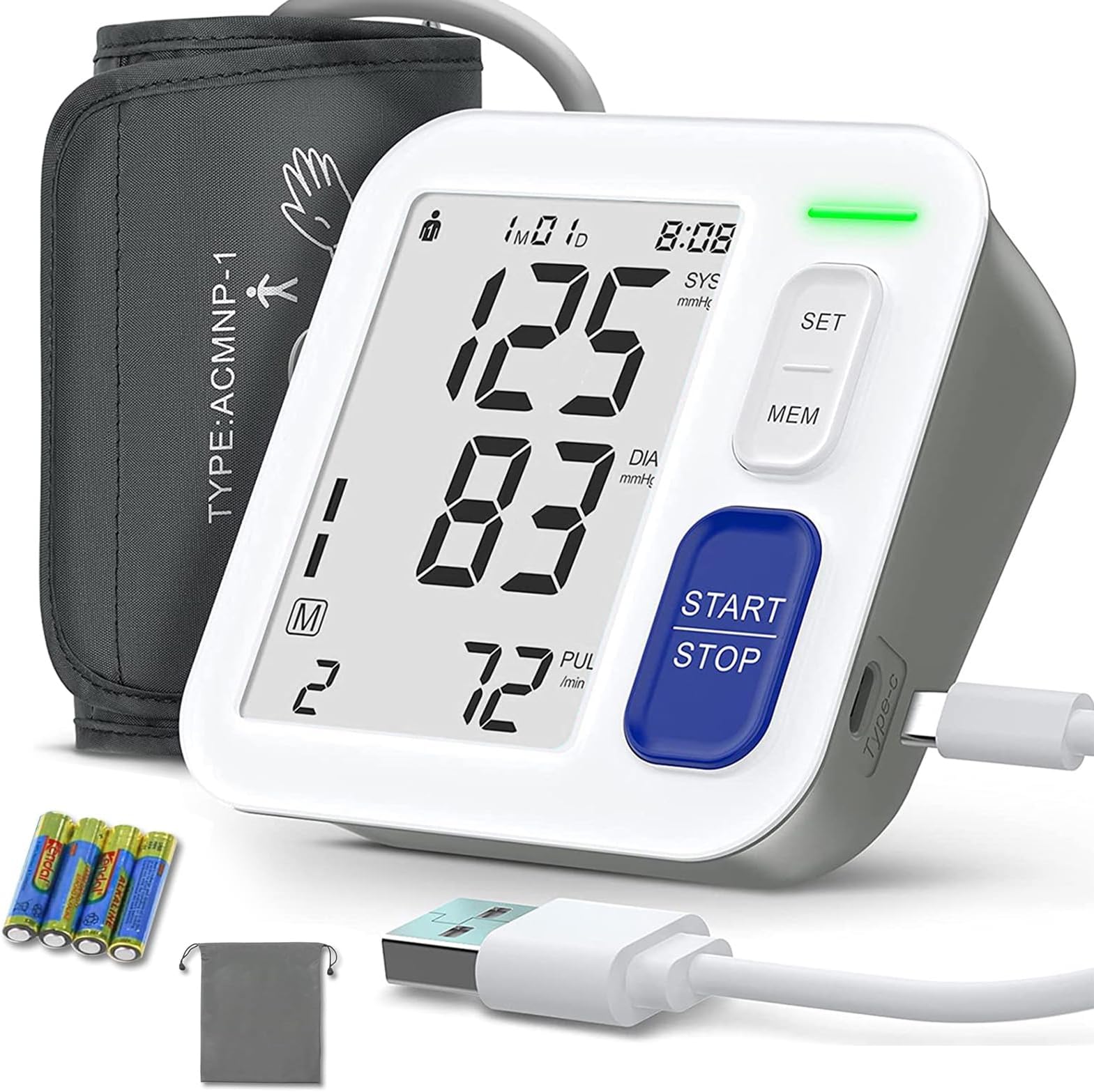 Blood Pressure Monitors for Home Use, Upper Arm BP with Adjustable Large Cuff Fits Different Adult Arm Sizes, Automatic Electronic Digital High Blood Pressure Machine, Stores Up to 200 Readings…