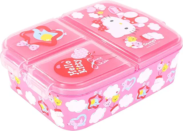 Cinnamoroll Hello Kitty Kids Bento Lunch Box: 3-Compartment BPA-Free Container