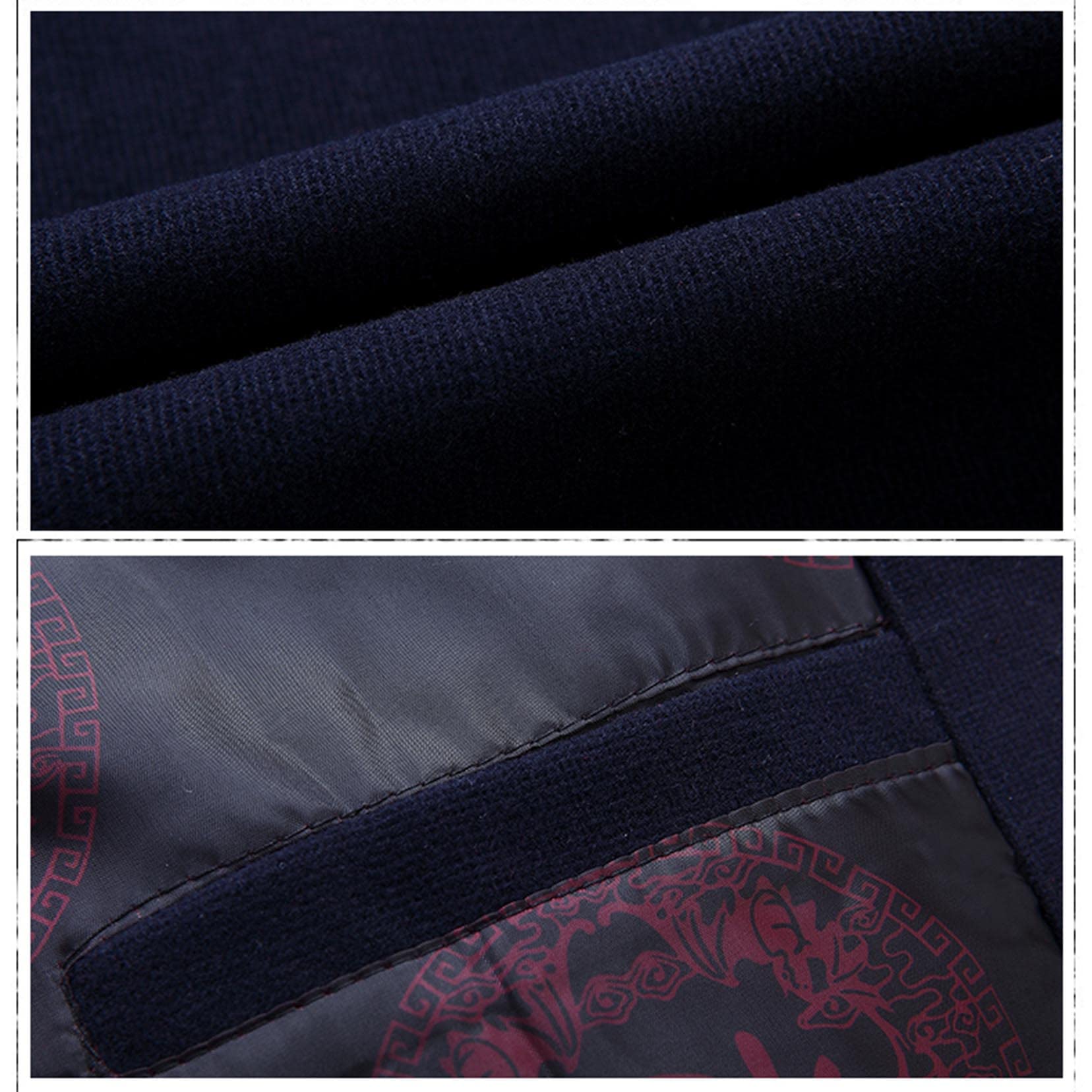 Männer Tang Anzug chinesische traditionelle Kleidung Kung Fu Hemd Uniform Langarmantel Jacke Blue-L
