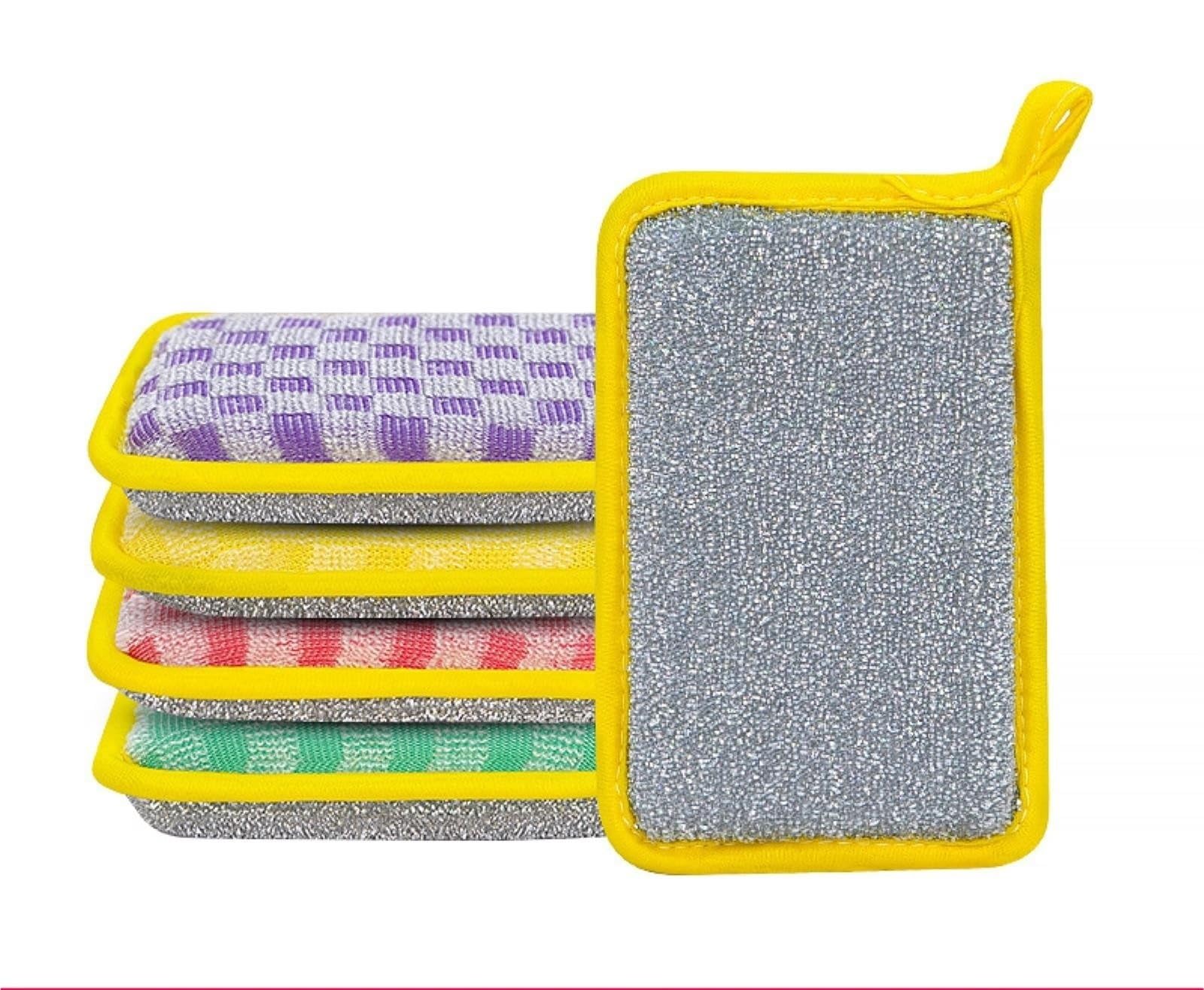 Set di spugne riutilizzabili per la pulizia, spugne abrasive antigraffio su entrambi i lati, per cucina e bagno, confezione da 5 salviette multiuso in cellulosa per una facile pulizia