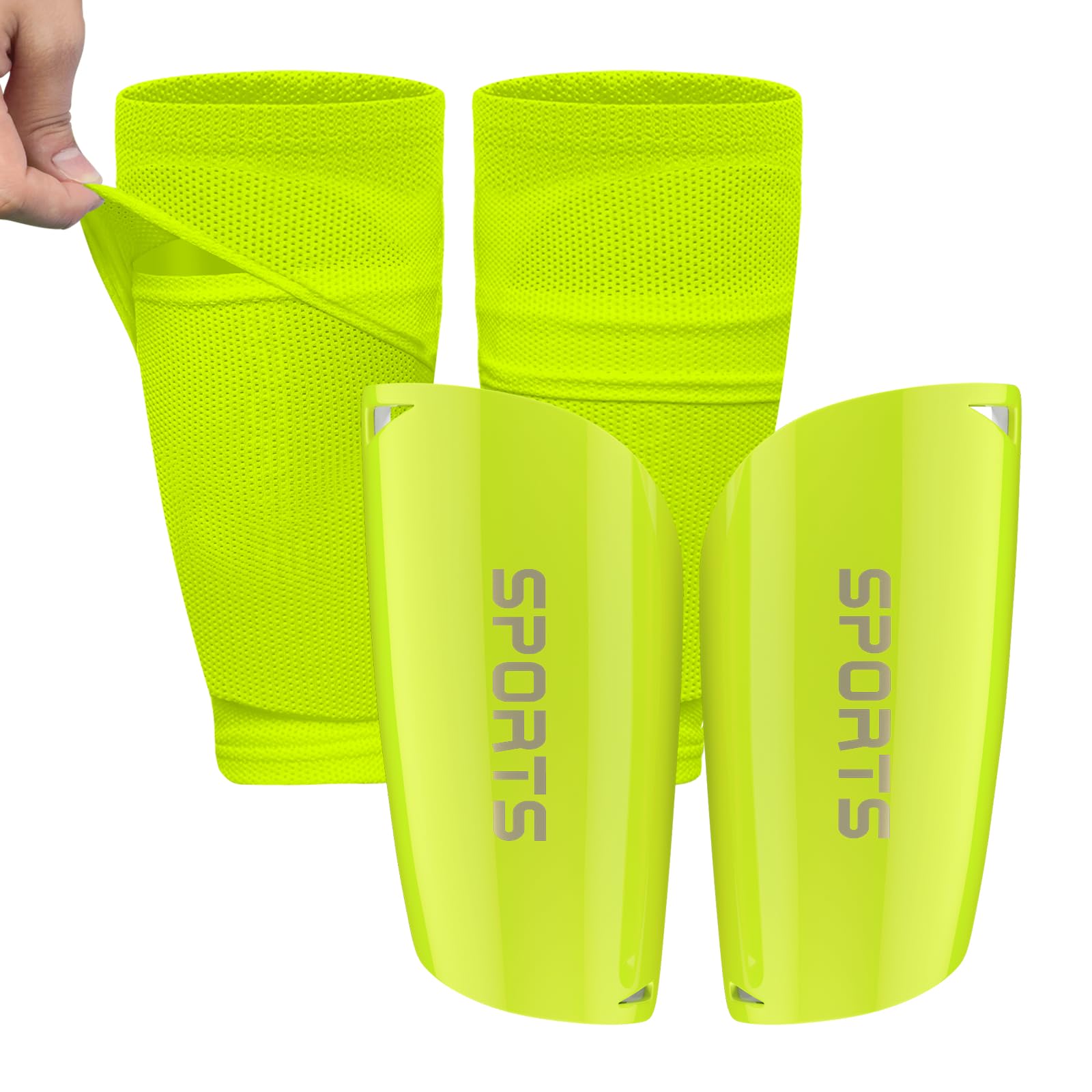 Soccer Shin Guards (Green, Large (4'6" - 5'6" Tall))