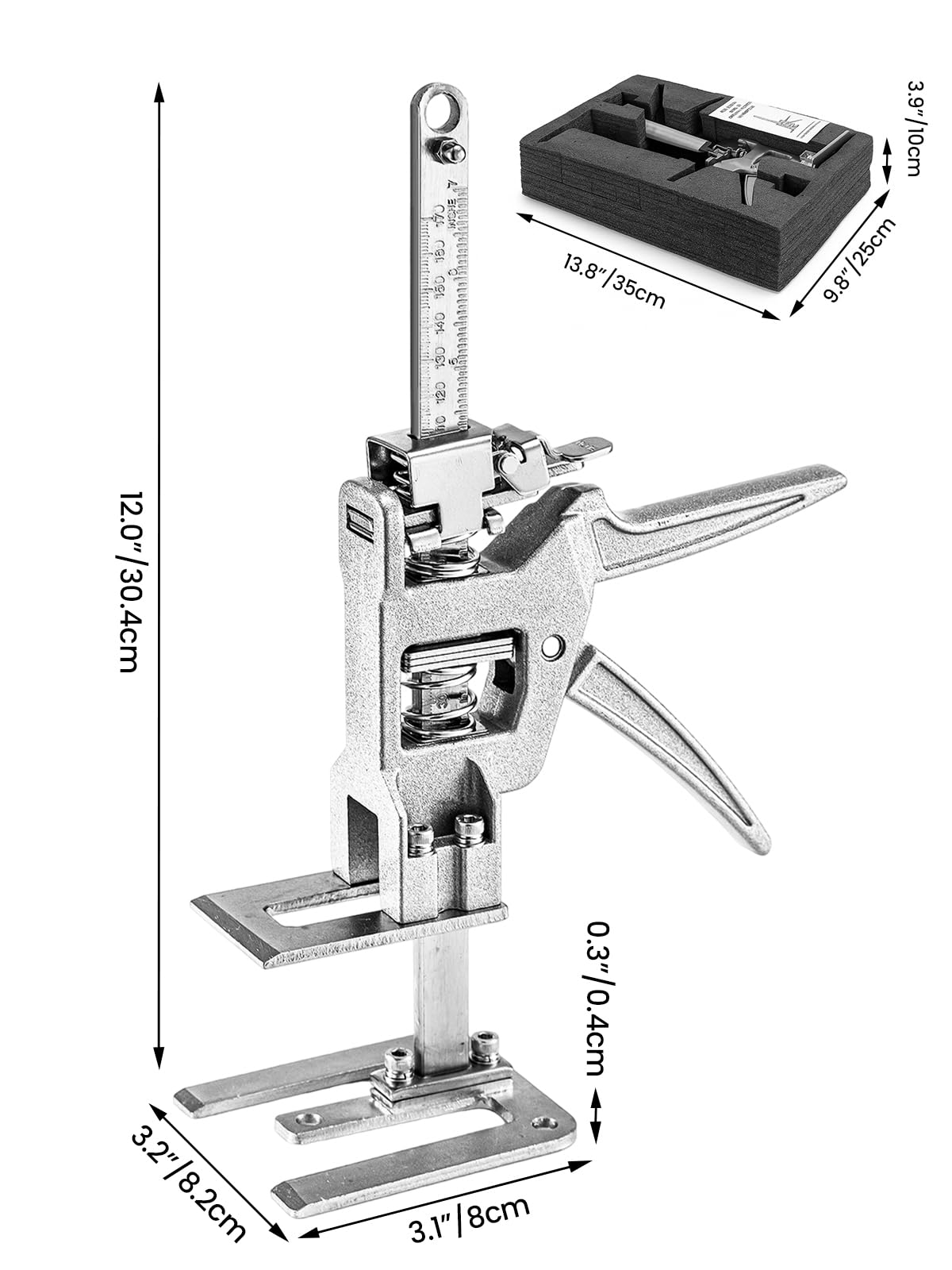 2er Set Multifunktionale Armheber mit Skala, Langsam- und Schnellhebefunktion, Tragkraft bis 220kg, Höhenverstellung für Möbel, Türen, Schränke, Gipskartonplatten