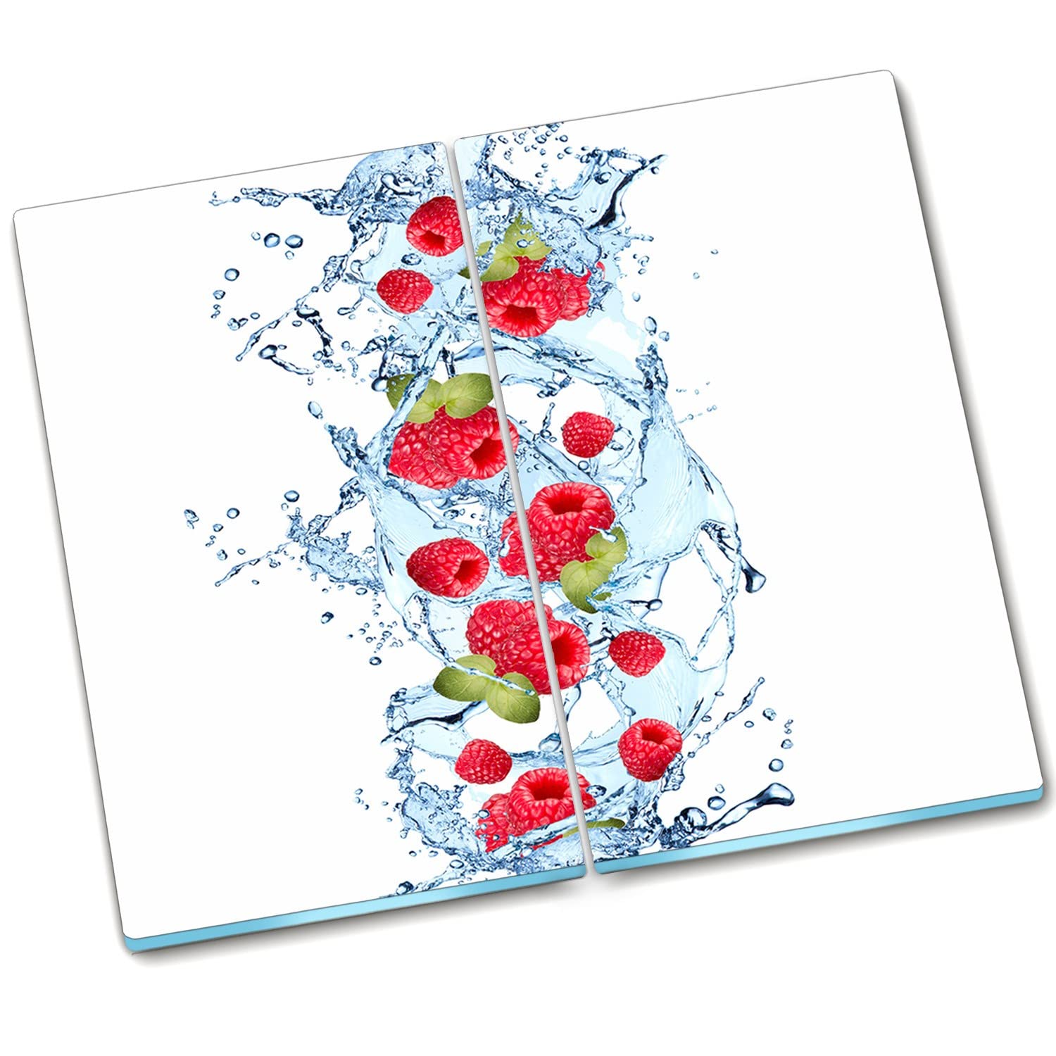 Plaque de protection en verre durci 2x30x52 cm Décormat pour cuisine et poêle - motif framboises