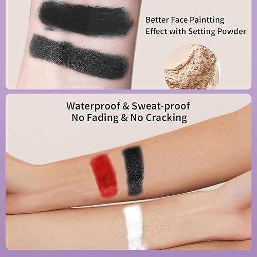 Miniatura 3 de BESUGEOUS Kit de pintura corporal facial blanca, negra y roja, esqueleto profesional a base de óleo, zombi, bromista, payaso, vampiro, cráneo,