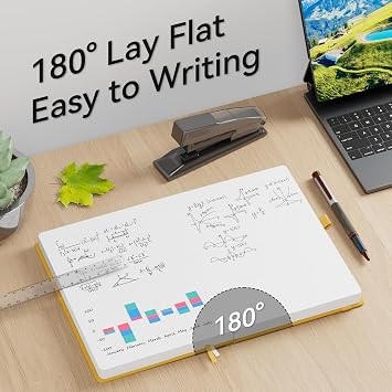 Notebook A5 Dotted Journal,Hardcover Leather Journal with 360 Pages 100gsm Thick Paper, Index Tabs,Thick Notebook for Women Men Writing Work School Office,14.5 x 21cm - Yellow