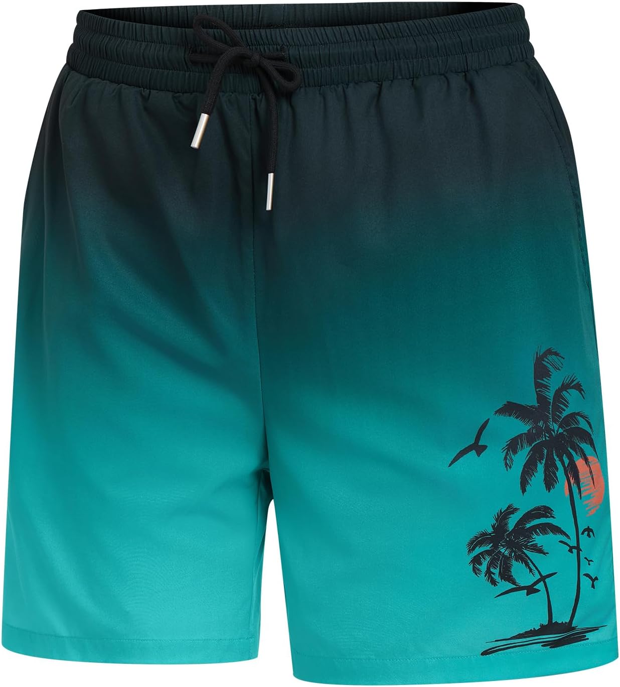 ODIZLI Short Swim Trunks Men: Hawaii Swimwear Beach Shorts with Pockets Adjustable Drawstring Mens Board Shorts
