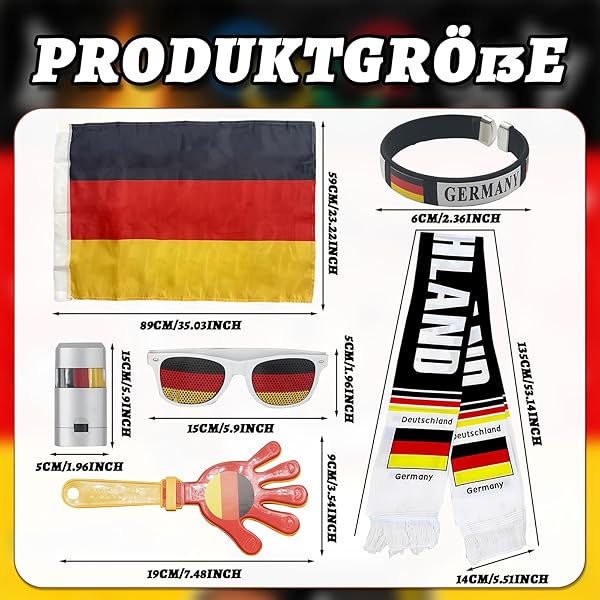 Deutschland Fanartikel Set - Schal & Brille für Fußball DFB Fans, Typisch Deutsche Geschenke für Herren & Damen, Nationale Deko Accessoires für Stadion & Public Viewing Party fussball wm 2026 - 2