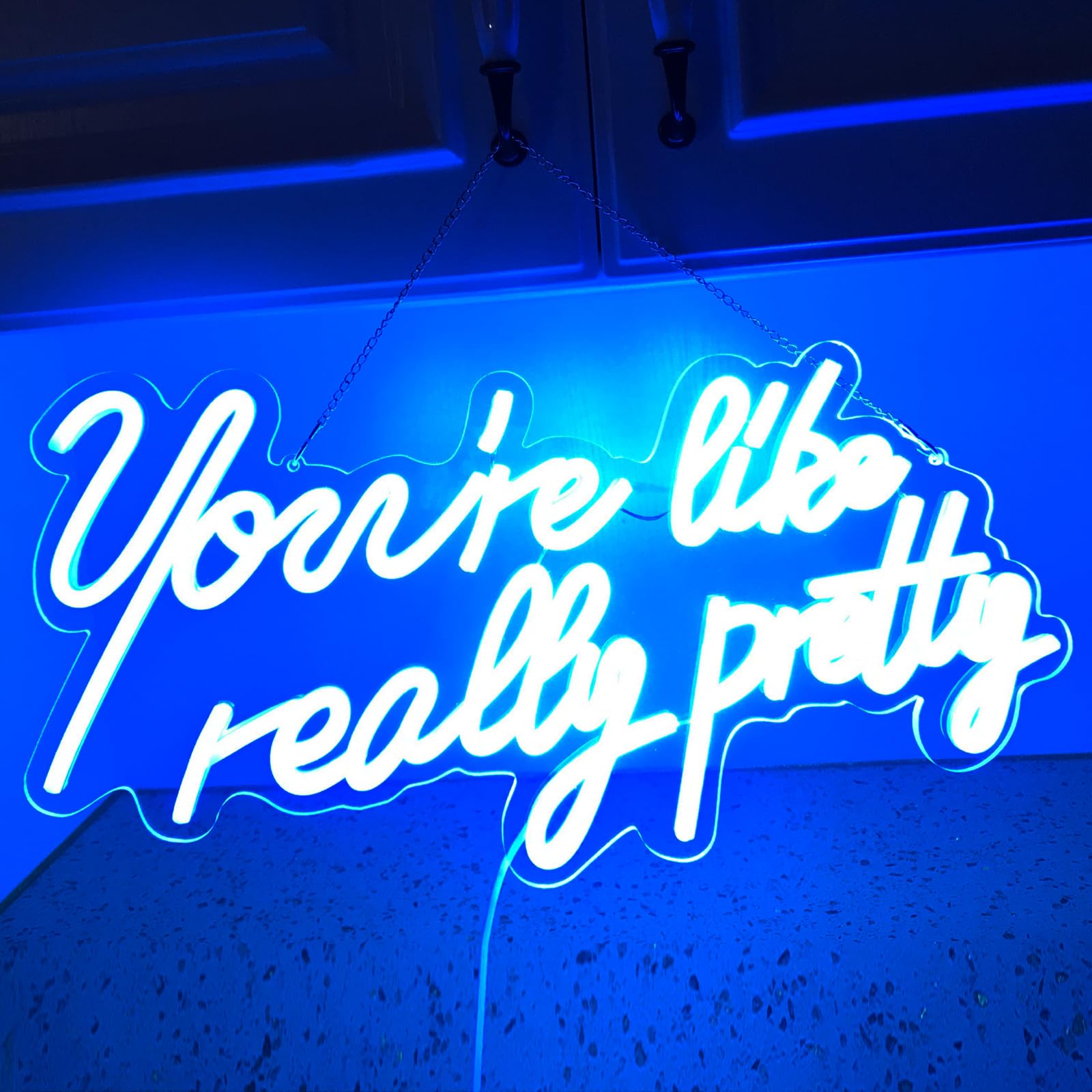 You Are Like Really Pretty Neon Sign Reusable Blue LED Neon Night Light Party Decorations USB Operated Decorative for Backdrop Party Bedroom Wall Décor 5v,18.1"*9.1"