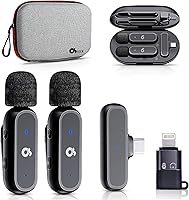 Vista 1 de Micrófono Lavalier inalámbrico dual para iPhone y Android, el mejor micrófono de solapa para grabación de video, YouTube, TikTok, IG, podcasts
