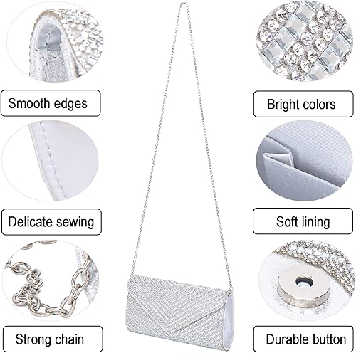 Miniatura 6 de Bolsos de noche para mujer, sobre de embrague, bolsos cruzados para mujer, bolsa de boda con diamantes de imitación, bolsa de hombro para mujer