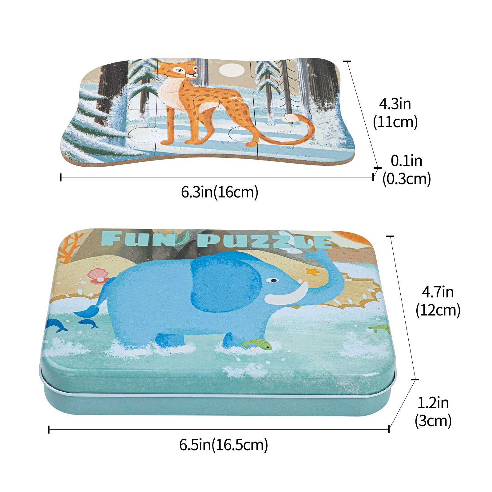 BBLIKE Puzzle per bambini, puzzle dinosauro per bambini, 5 immagini puzzle, adatto per ragazzi e ragazze, puzzle in legno a partire dai 3 ai 4 e 5 anni (Elefante)