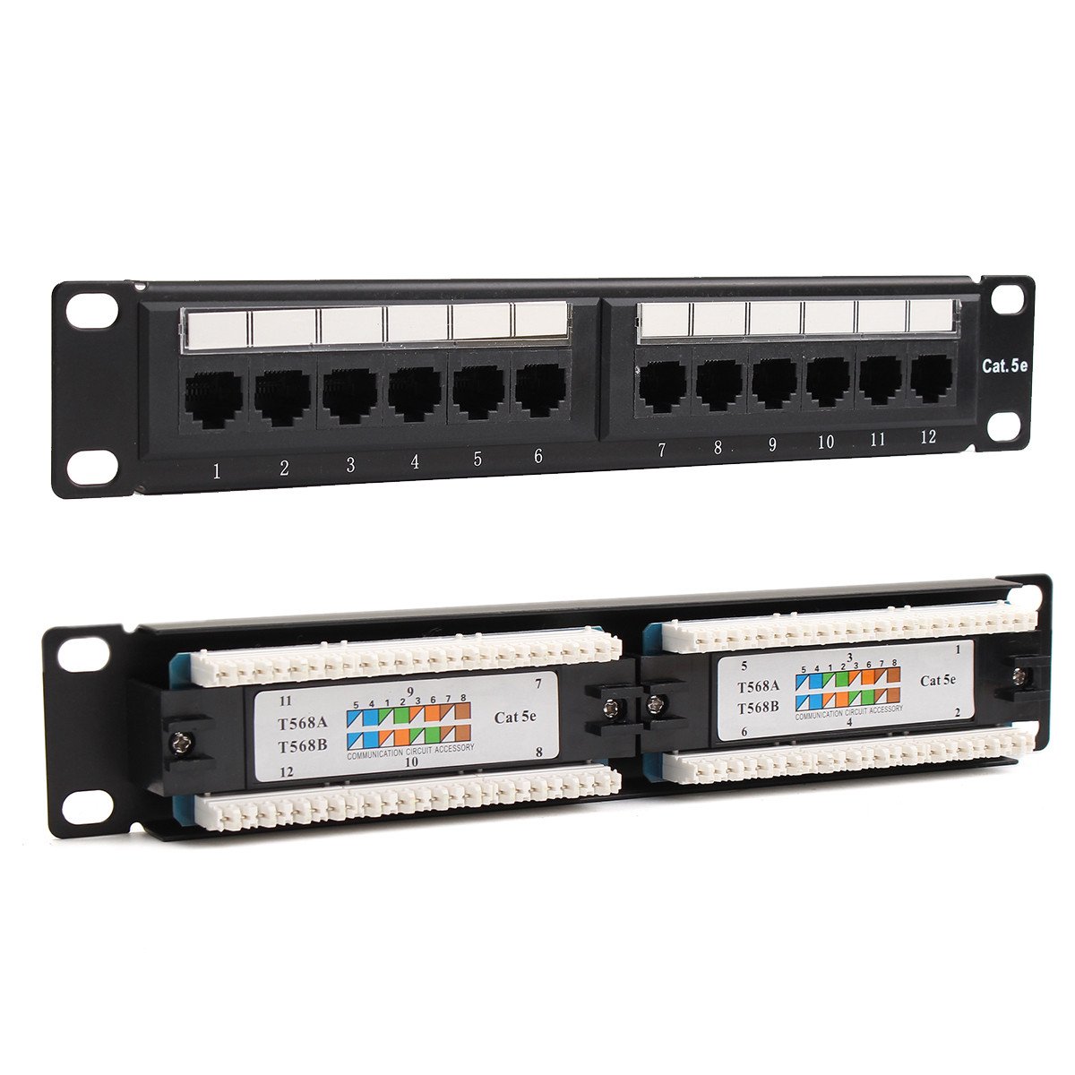 12 Port Cat6 Cat5 Rj45 Patchpanel Ethernet Netzwerk Rack Wandhalterung - #2