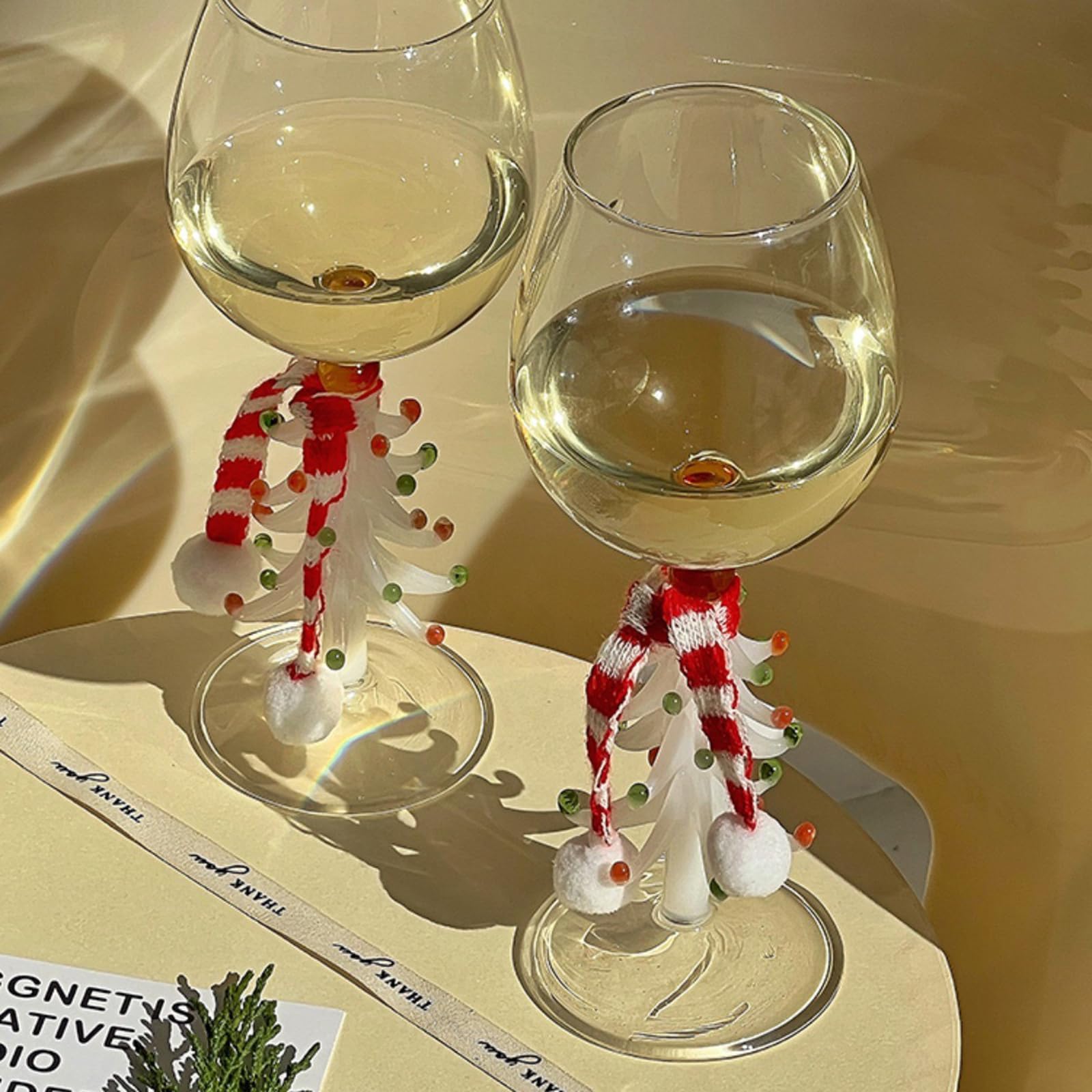 Weihnachtsbaum-Weinglas mit Stiel, Weingläser, eleganter Weinkelch, Weinglas, Weinglas, Vintage-Dekor, festliche Atmosphäre, Geschenke, 3D-Weihnachtsbaumglas