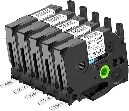 NineLeaf 5 x Compatible pour Brother P-touch HSe-221 HSe221 HS221 Ruban 8.8mm x 