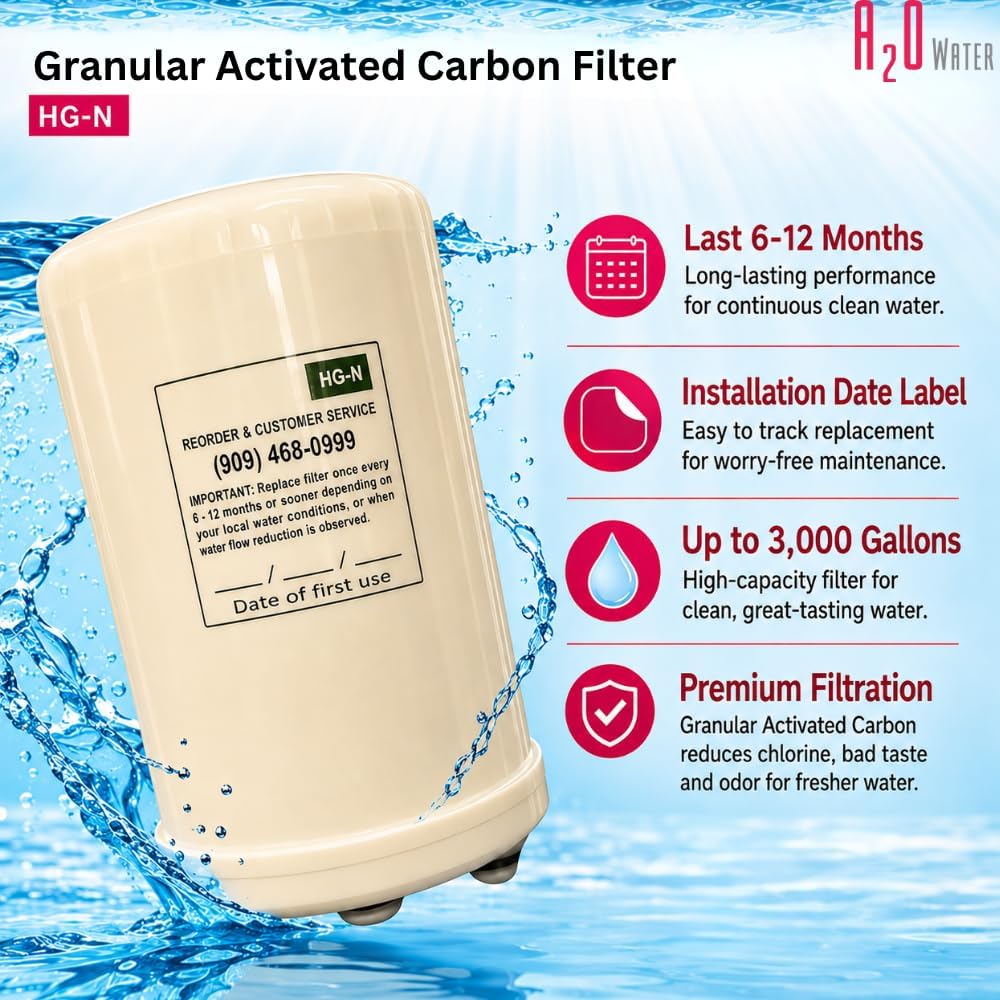Filter Replacement,Granular Activated Carbon Water Filter,SD501, DX II, Toyo and Impart in HGN type,FC1,Kangen Compatible (See Image to Identify The Models) (HGN) by A2O WATER MADE IN USA image 4