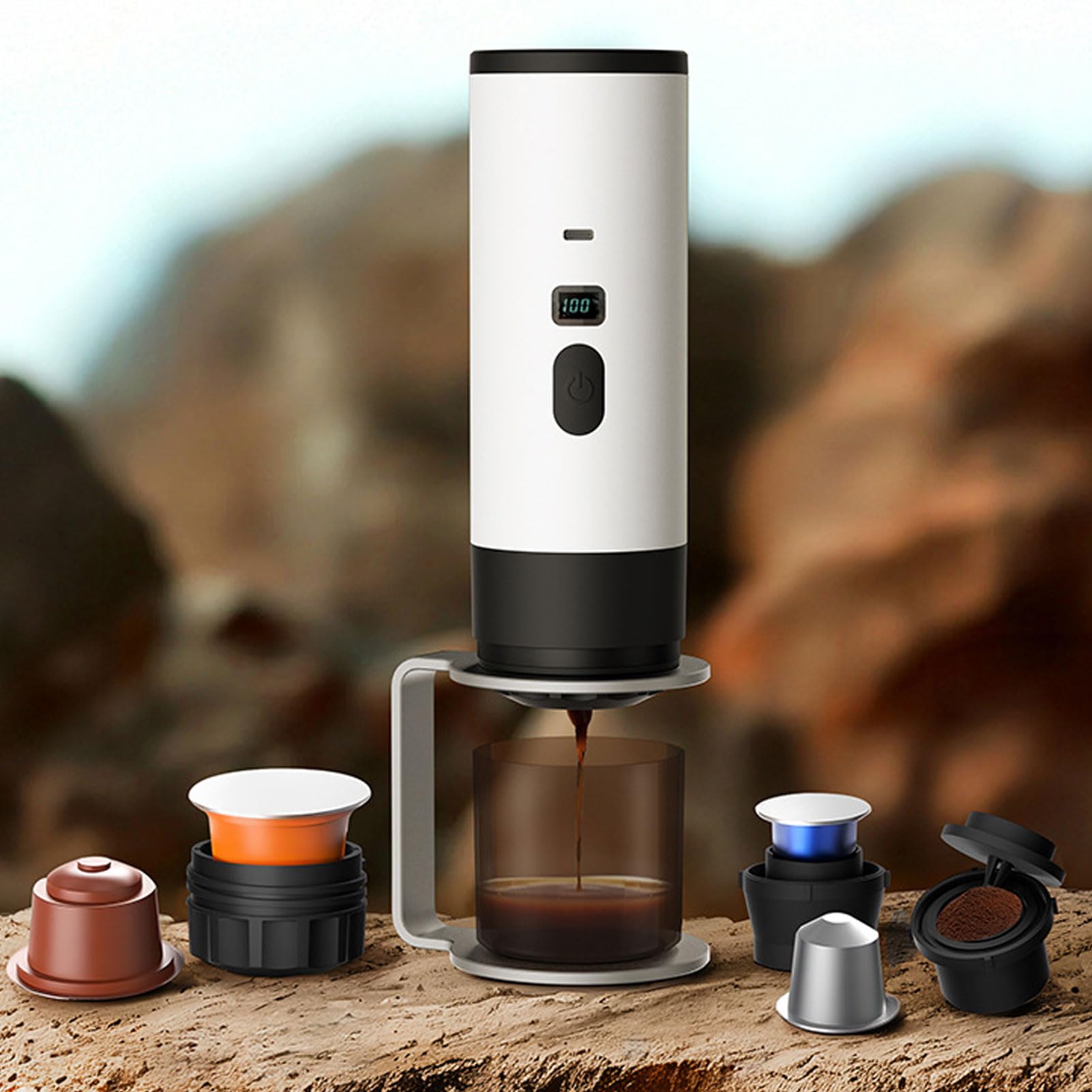 Cryfokt Cafetera Portátil Compacta Autocalentable, Cafetera a Presión de 20 Bares para Camping, Viajes y Oficina