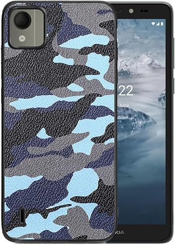 Compatible with Nokia C2 2E Case,Nokia C2 2nd Edition Phone Case,3D Camo Design Shockproof TPU Cover for Men & Women,Soft Rubber Silicone Cell Phone Cover Case -Blue