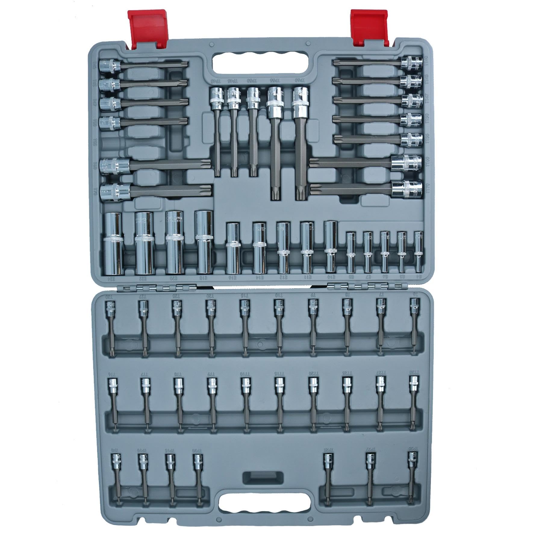 AB Tools Torx Star odporne na manipulacje gniazda Star Plus E męskie i żeńskie T6 - T70 E4 - E24 60 szt