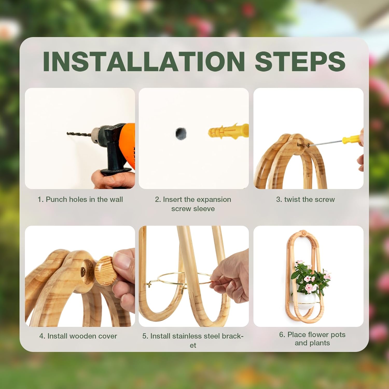 Wooden Wall Planters for Indoor with Ceramic Pot - Modern Hanging Plant stand Shelf for Indoor Plants, Wall Mounted Plant Holder for Living Room, Bedroom, Wall Decor - Raw Wood Color (Set of 1)