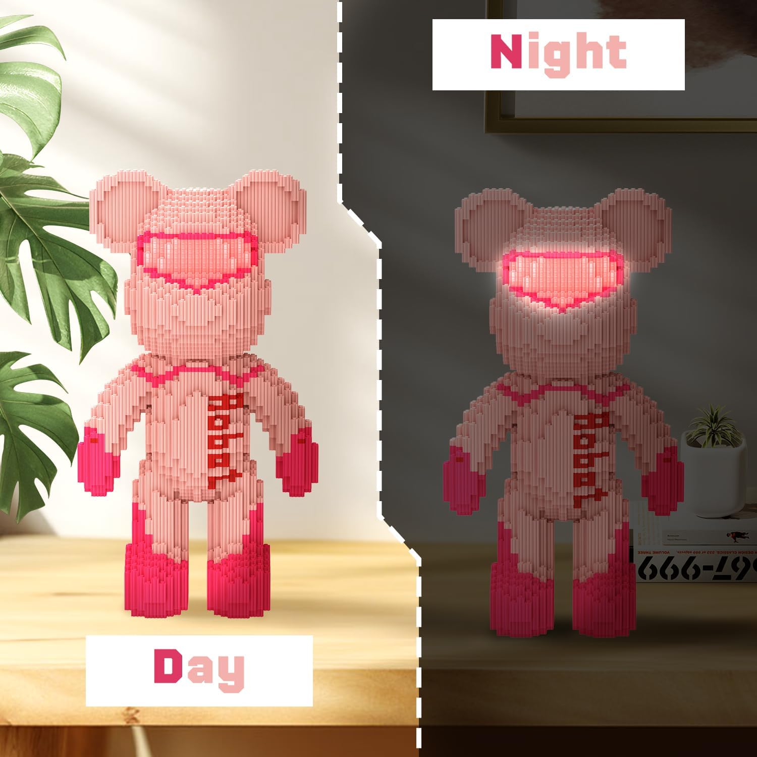 Bear Building Blocks (4500PCS) | 700% Bear Display Model | Micro 3D Animal Building Blocks with Drawer | Fluorescence Design | Idea for Home & Office Decor |3D Instruction