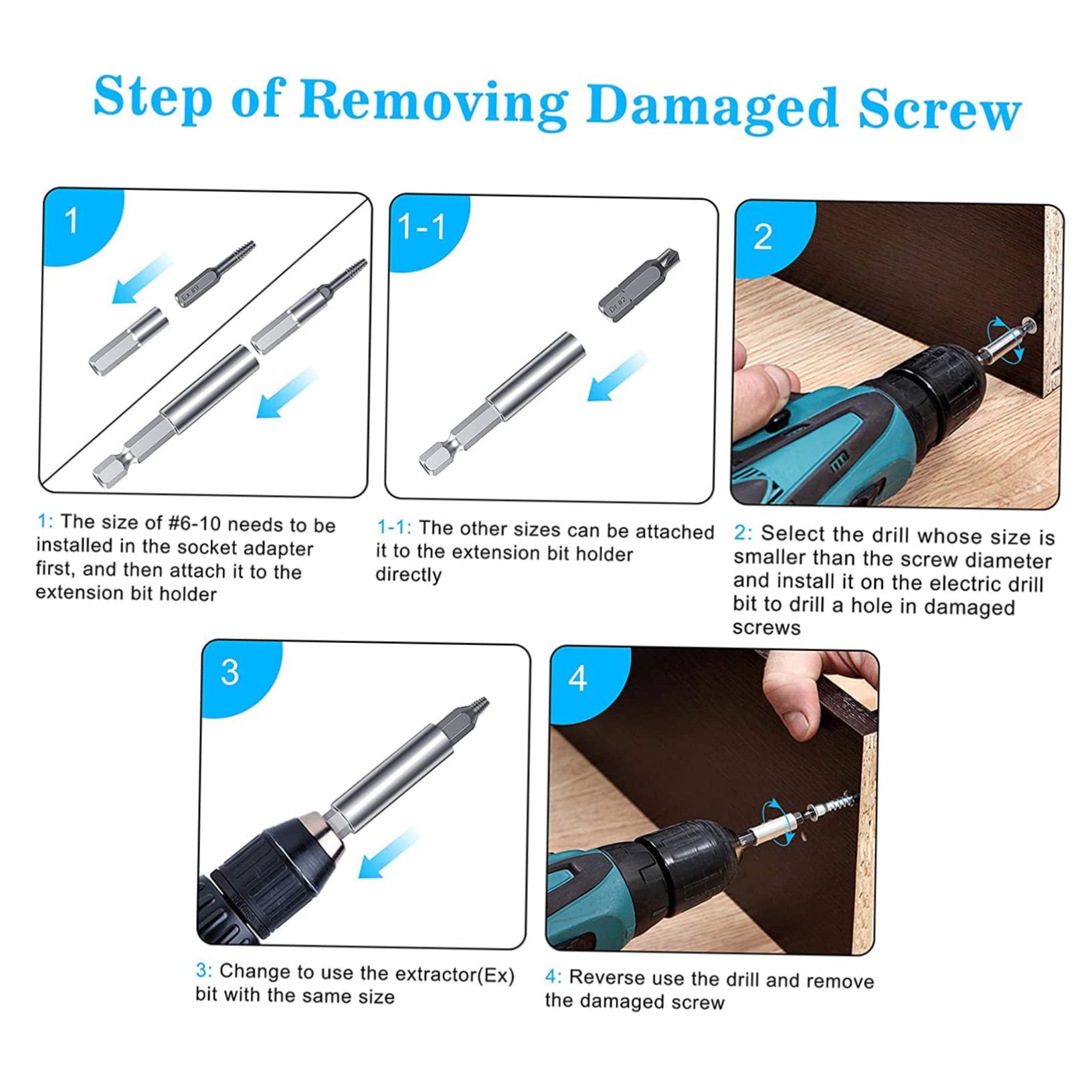 Tofficu Stripped Screw Remover Kit 22pcs Screw Extractor Set with Lock Function for Easy and Safe Operation