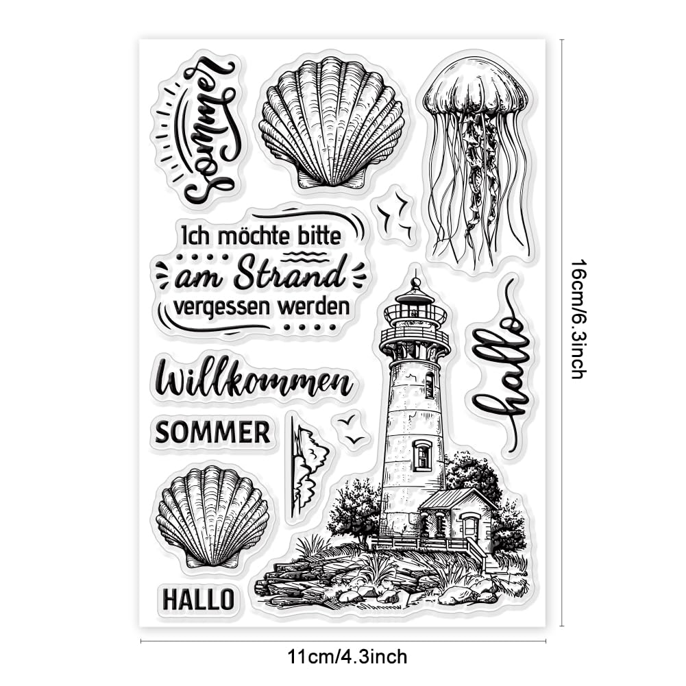 GLOBLELAND Timbri Trasparenti In Silicone Con Detti Tedeschi Estivi, 11x16 Cm, Per Scrapbooking E Biglietti Fai Da Te