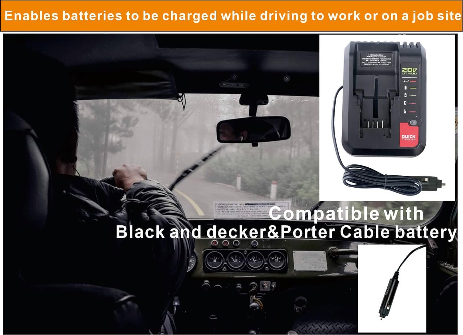 EAGLEWING Compatible with Craftsman Vehicle/Car Charger for 20V Lithium Battery Fast Charger Black and Decker LBXR20 LBXR2020 LB2X4020 and Porter Cable 20V Lithium Battery PCC685L PCC680L PCC681L