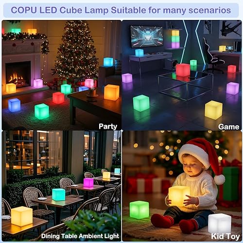 Miniatura 3 de Cubo de luz LED recargable de 6 pulgadas, 16 colores cambiantes Tesseract cubos de luz con control remoto, lámpara de humor LED cósmica regulable,