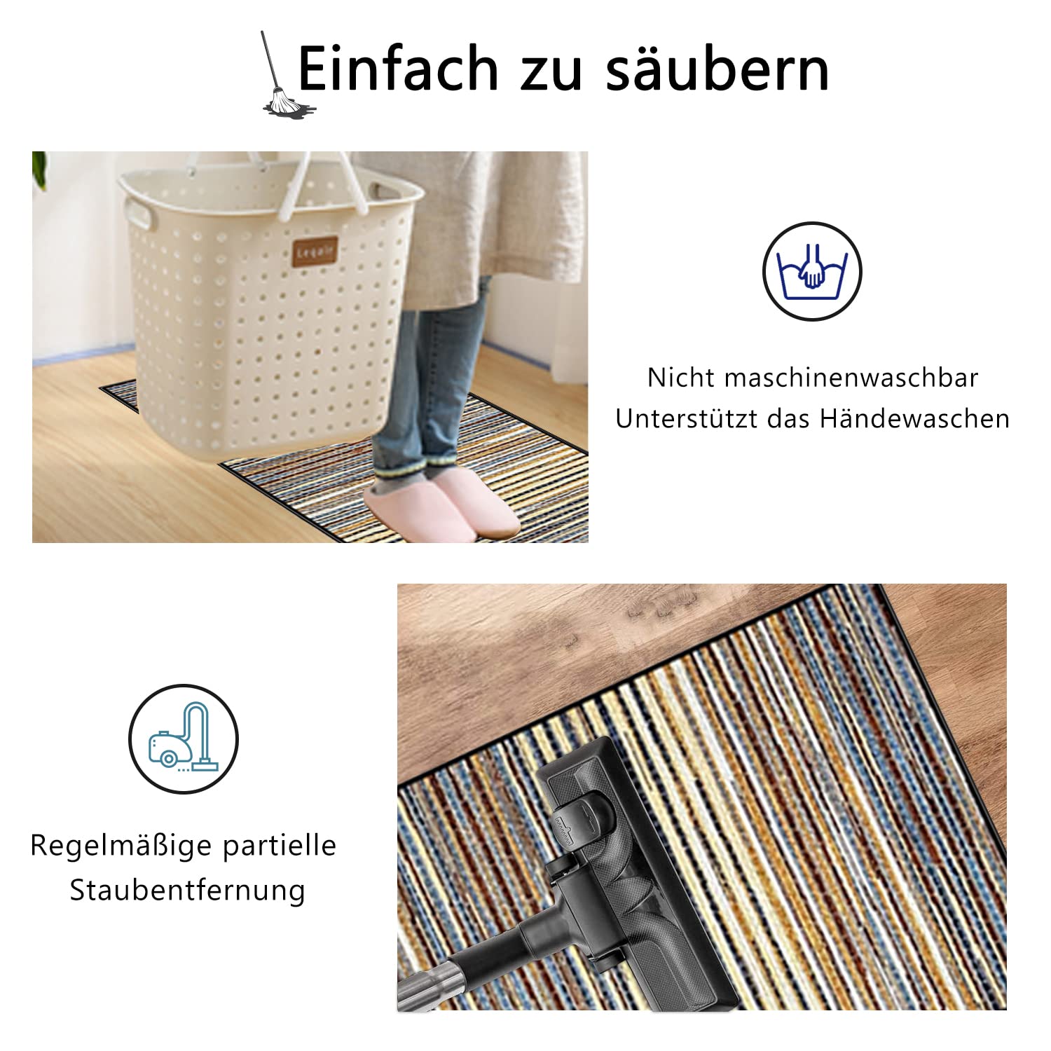 Weihnachten Teppich Läufer 80x200cm - Winter Stadt Motiv, Waschbar & Rutschfest