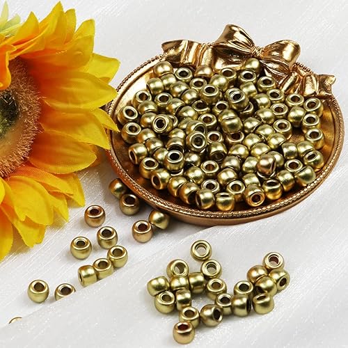 Miniatura 2 de 1000 cuentas doradas de poni de 0.236 x 0.325 pulgadas, cuentas para trenzas, cuentas para manualidades, cuentas de plástico, cuentas para trenzas