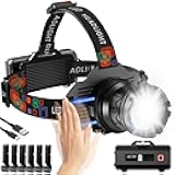 Rechargeable Headlamp Super Bright, High Lumens Motion Sensor Head Lamp with 9 Modes, Zoomable Headlamp for Adults 90° Adjustable, IPX7 Waterproof High Power Head Light for Fishing Camping
