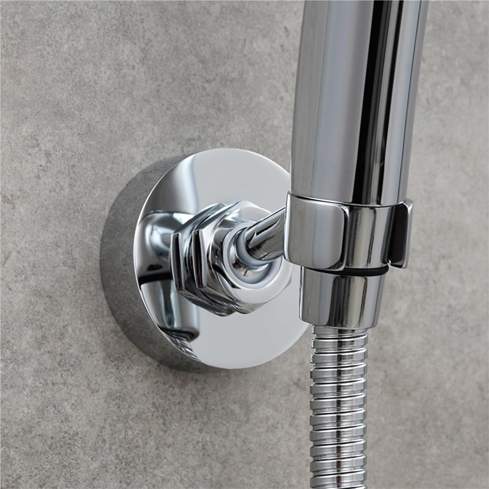 Duschhalterung, Handheld 360 ° Rotation Dusche Wand Halter Edelstahl Griff Runde 1 stücke(Brushed)