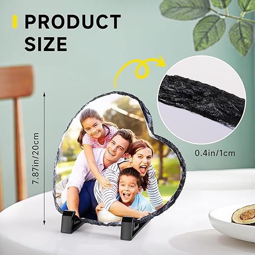 Miniatura 2 de Marco de pizarra de roca personalizado, placa de marco de piedra personalizada para cumpleaños, boda, marco de pizarra de fotos personalizado en