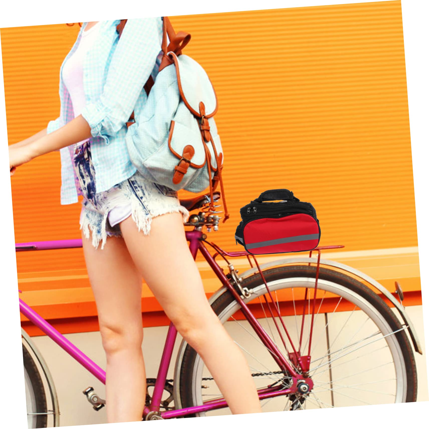 Borsa Portapacchi Posteriore per Bicicletta, Grande Capacità in Oxford | Tracolla Riflettente, Struttura, Rosso, per Trasporto Merci e Uso Quotidiano su Bici