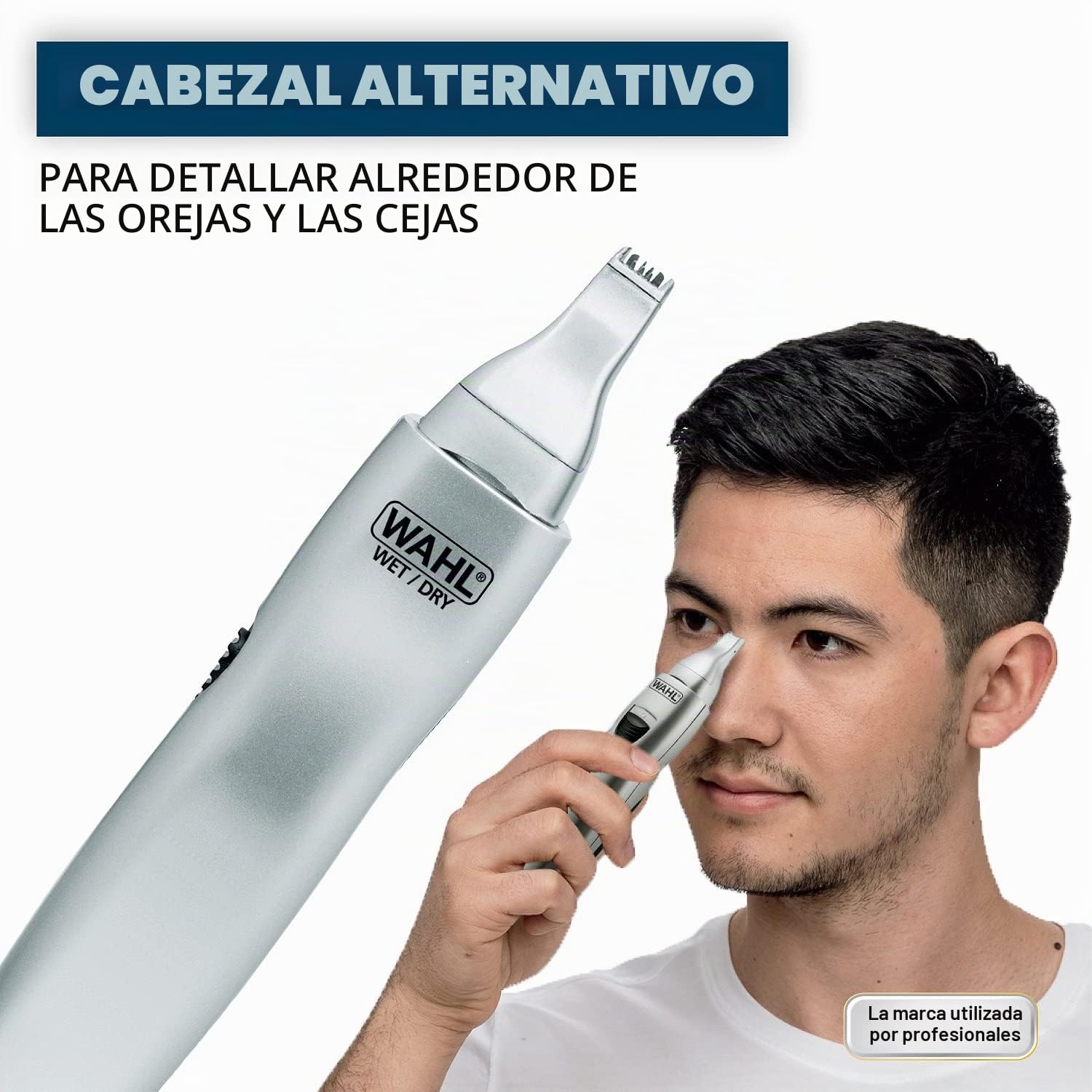 Wahl Cortadora de orejas, nariz y cejas, recortadora de cejas y vello facial sin dolor para hombres y mujeres, batería incluida, peluquero eléctrico, modelo 5545-400