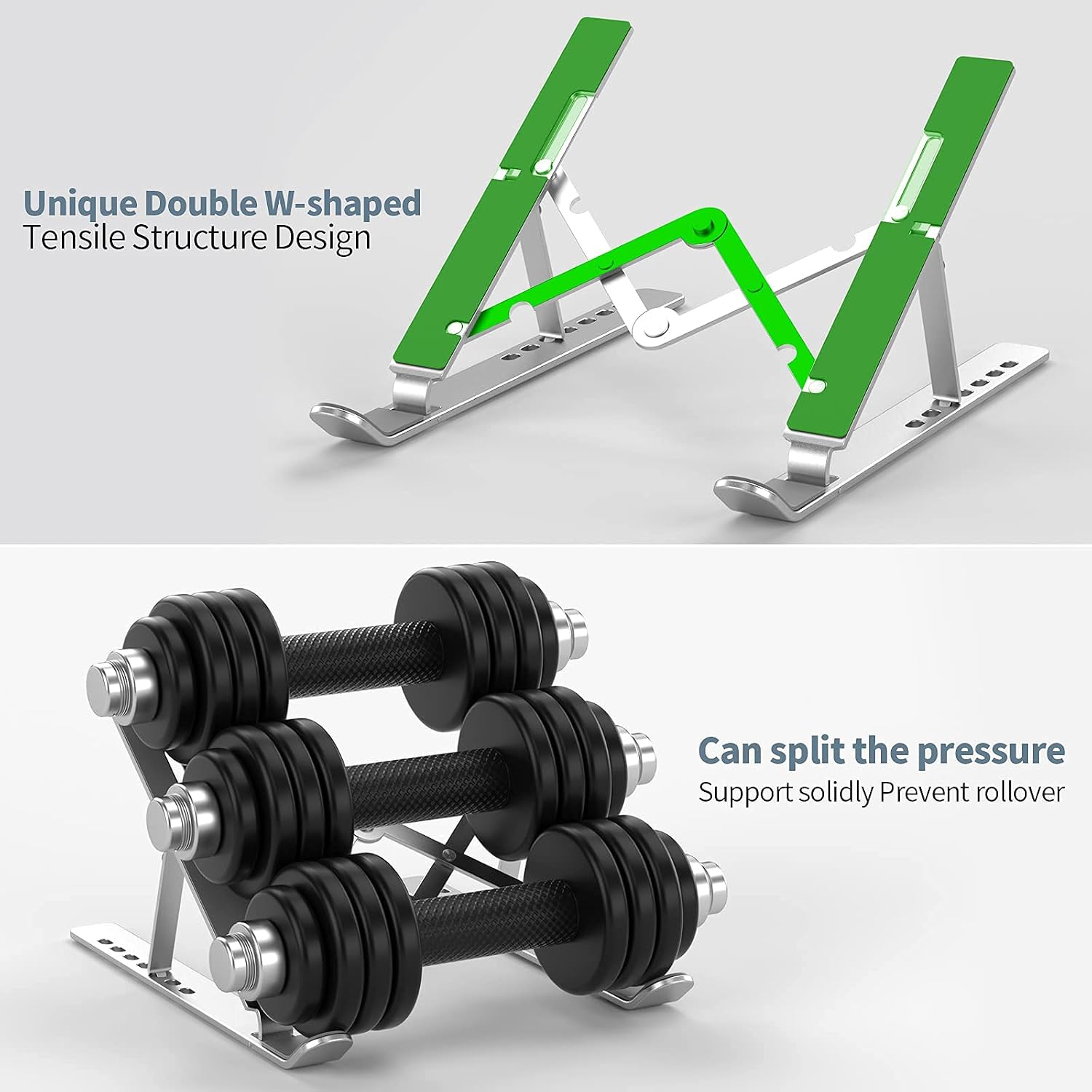 KOOPAO Adjustable Portable Laptop Stand, Foldable Laptop Stand for Desk, Small Travel Ergonoric Computer Aluminum Cooling Laptop Riser Stand Compatible with MacBook Air Pro Dell HP Lenovo 9-17 Inch