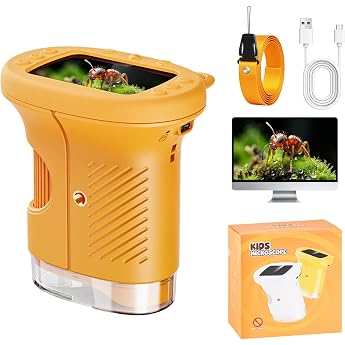 1000x Microscope for Kids Handheld Digitals Kids Microscope with 2.0 Inch IPS Screen Portable Mini Microscope for Outdoor Discovery STEM Educational Toy Gift for Boys and Girls 4-12