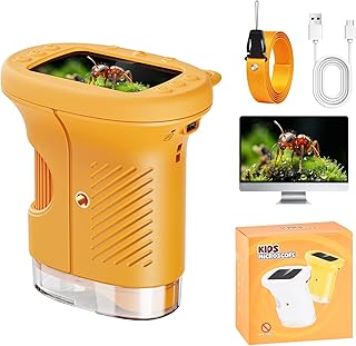 1000x Mikroskop für Kinder Handheld Digitales, Kinder Mikroskop mit 2,0'' IPS Bildschirm, Tragbares Mini Mikroskop für Outdoor Entdeckung, STEM Lernspielzeug, Geschenk für Jungen und Mädchen 4–12