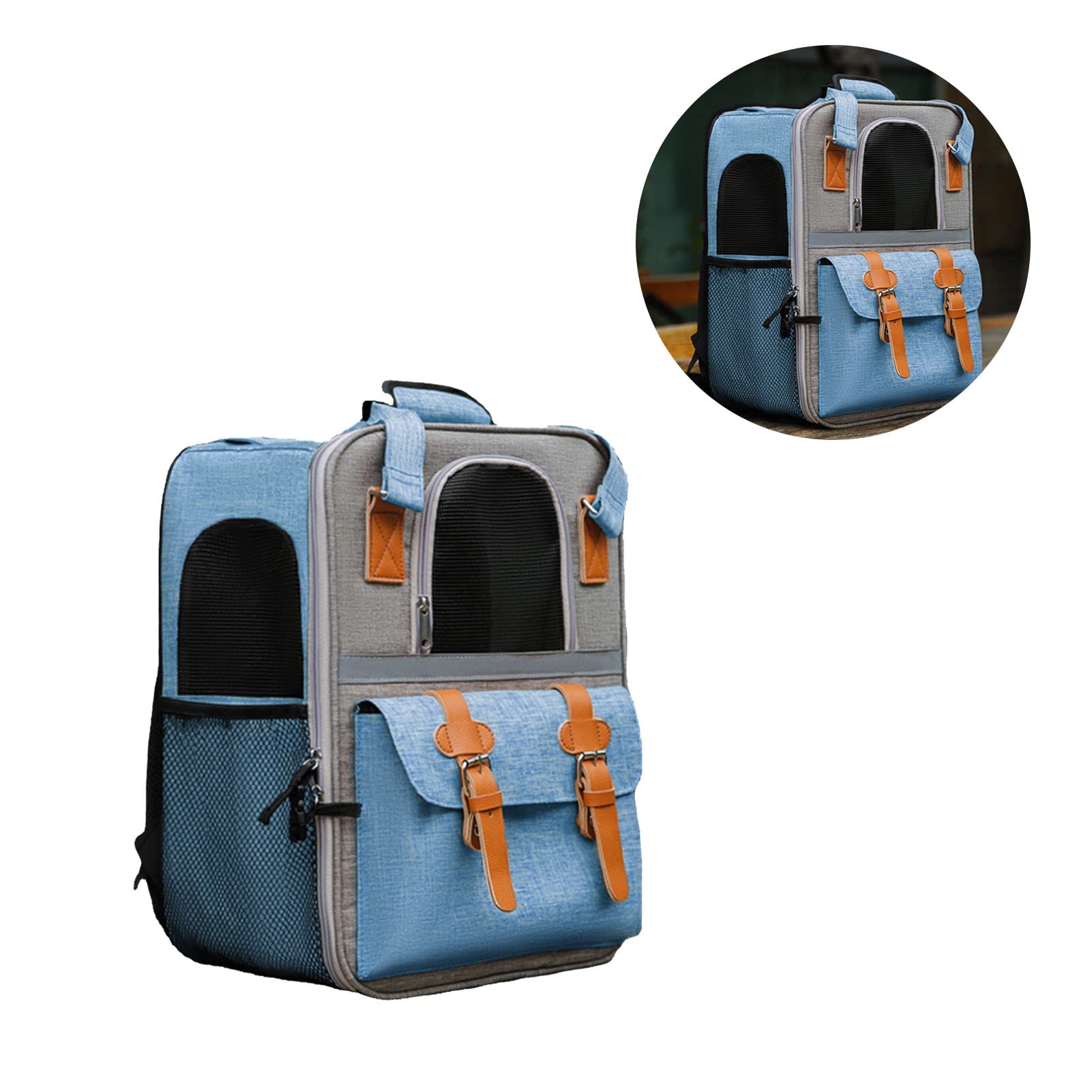 Borsa Zaino per Animali Domestici, Zaino per Gatti Comodo e di Grande capacità per i Cani in Movimento (BLUE)