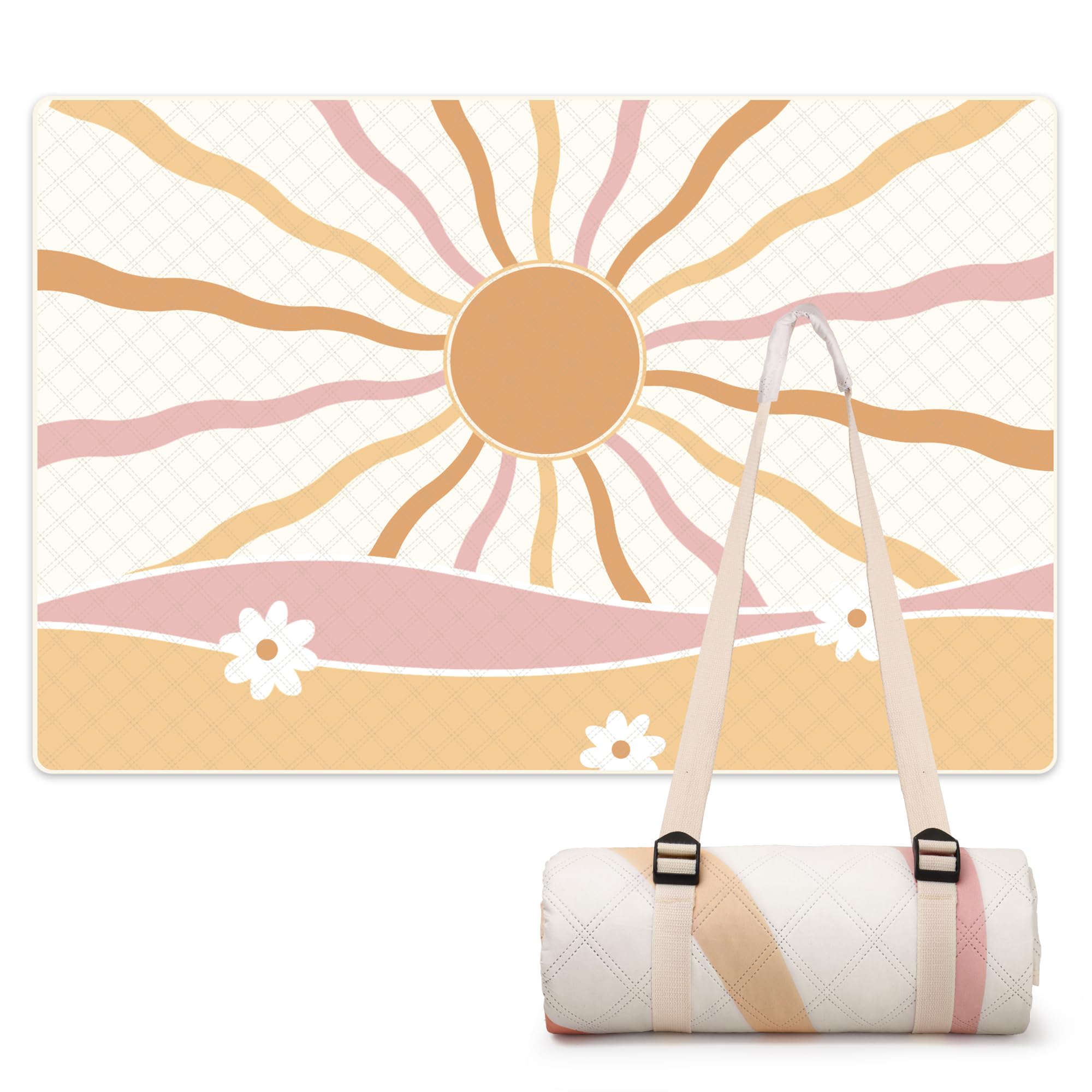 LARUTAN LARUTANPicknickdecke, wasserdicht, maschinenwaschbar, tragbare Stranddecke mit Tragegurt - für Strand, Picknick & Camping Sicilia 200 x 300 cm,