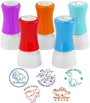 5 Pack Dinosaur Teachers Motivational Stamps-Teacher Stamps for Classroom for Grading Teacher Stamps Self Inking Stamp Stamps for Teachers Teacher Gifts