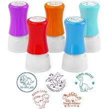5 Pack Dinosaur Teachers Motivational Stamps-Teacher Stamps for Classroom for Grading Teacher Stamps Self Inking Stamp Stamps for Teachers Teacher Gifts