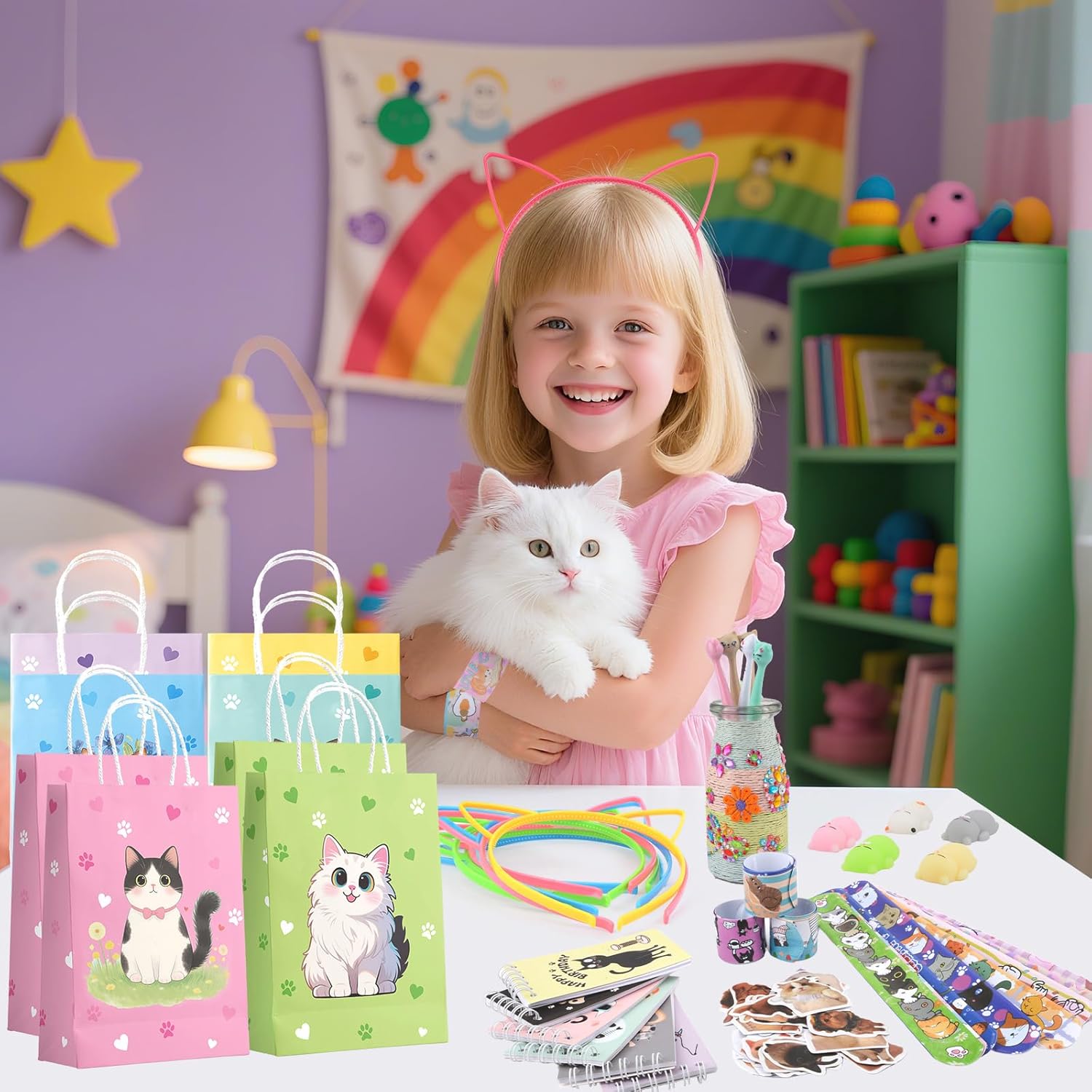 Party Favors, Fun Christmas Gifts for Girls, Frozen Birthday Party Decorations with Goodie Bags Stuffers Stichers Notepads Pencils Stampers for Girls