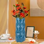 Bdor Vase en céramique, 11in Vase de fleurs en nid d'abeille bleu pour le décor de chambre, Accents maison de ferme moderne, Salon, Étagère de livre, Mantel et Minimalisme Table à manger
