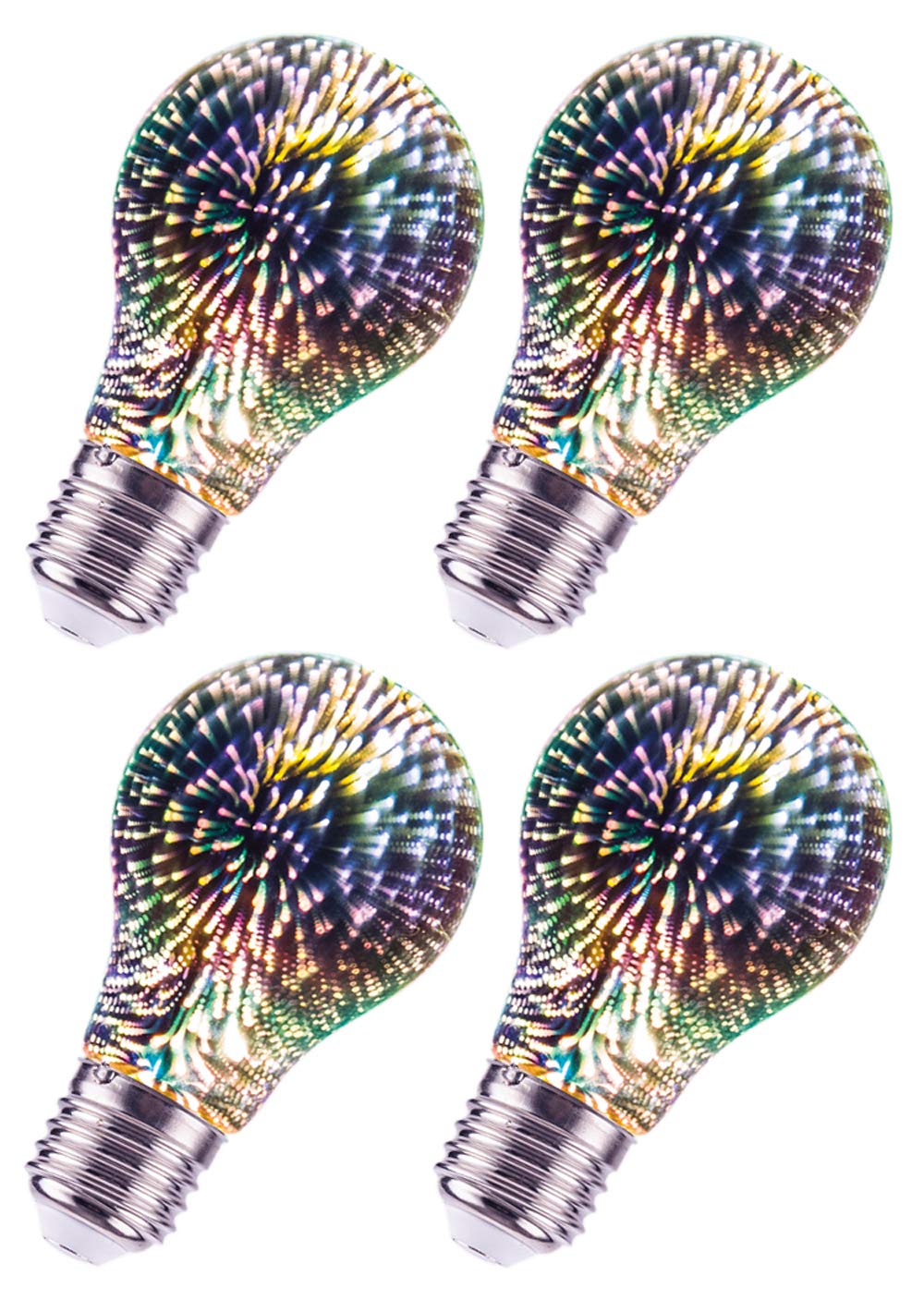greenandco 4x Designer LED Lampe mit 3D Feuerwerks-Effekt zur dekorativen Stimmungsbeleuchtung E27 A60 Edison Glühbirne 4W 20lm 230V flimmerfrei nicht dimmbar 2 Jahre Garantie