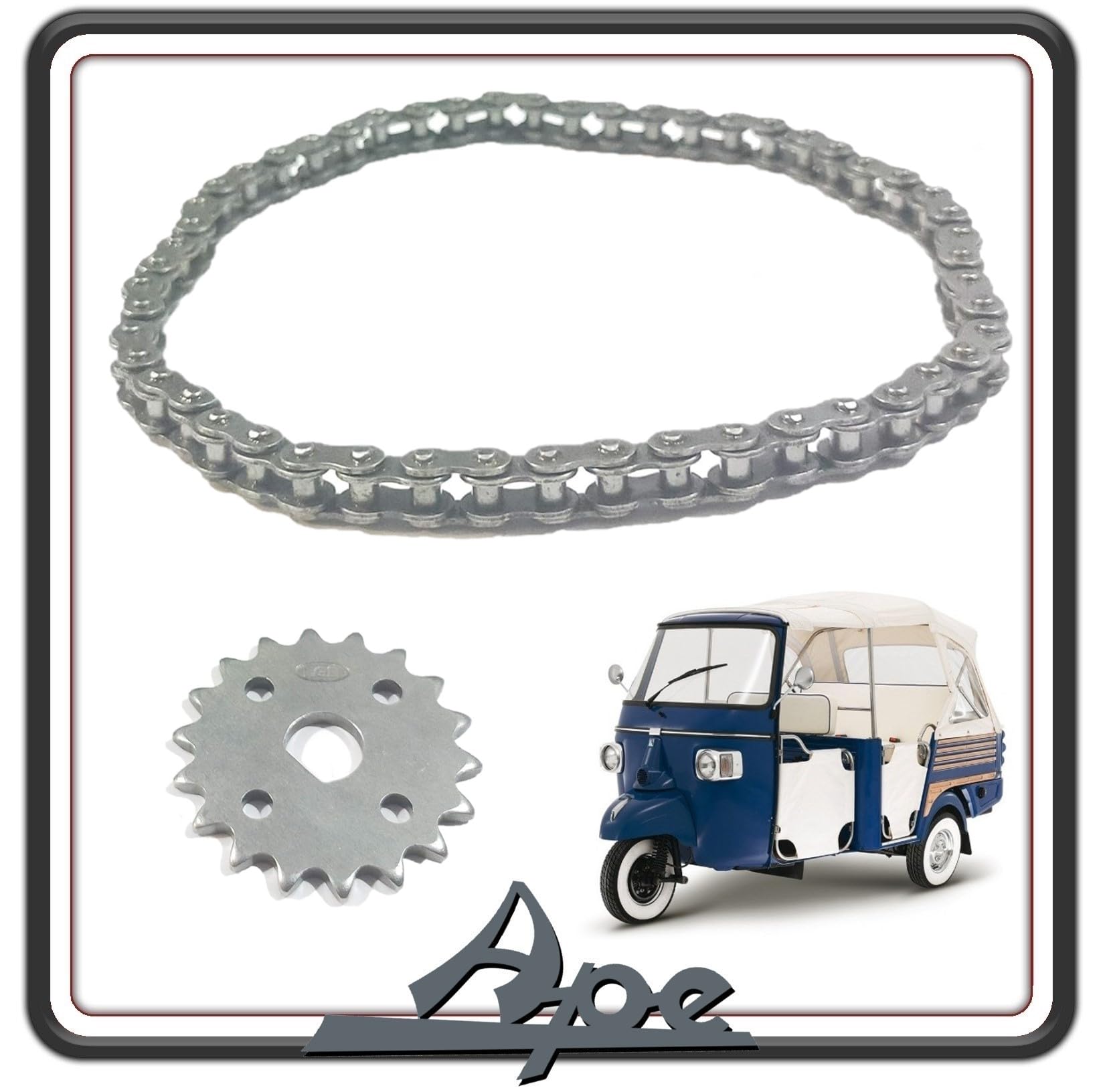 CATENA POMPA OLIO COMPLETA DI CORONA POMPA OLIO APE 703 DIESEL - APE CALESSINO DIESEL - APE CLASSIC 601 ORIGINALE PIAGGIO